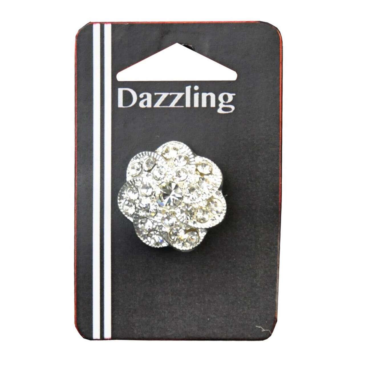 Belagio Rhinestone Shank Button, 1" Diameter, 1 Piece, Flower Design, Silver/Crystal